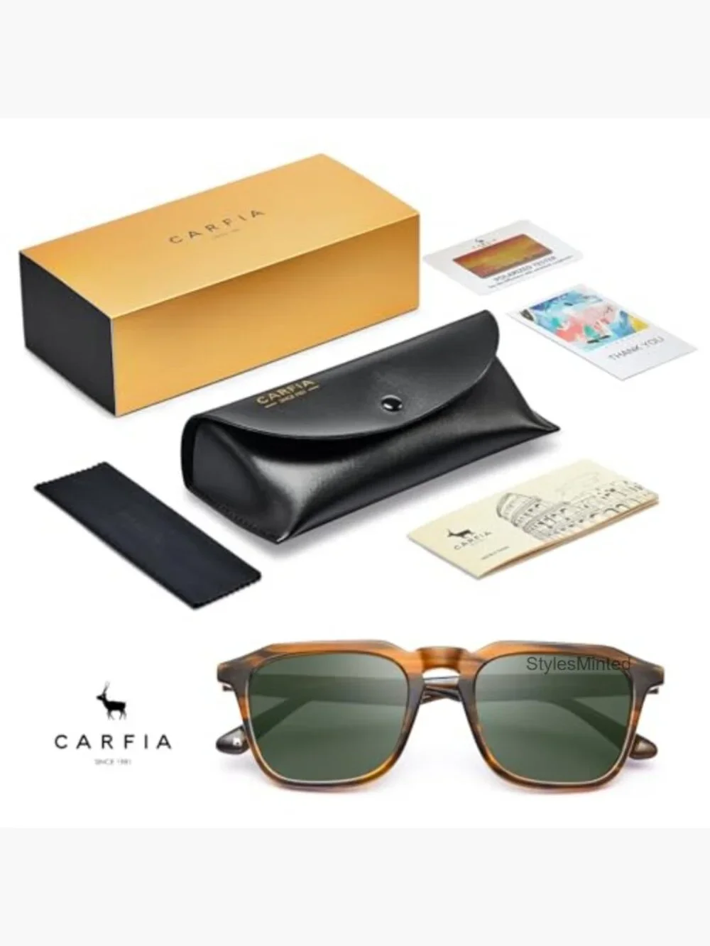 Retro Square Polarized Sunglasses Men UV400 Acetate Hand-crafted 60s Style
